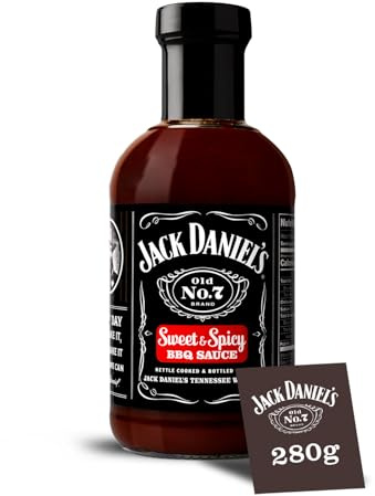 Jack Daniel's Sweet & Spicy BBQ Sauce, Gluten Free, Delicious Marinade, Barbecue Dipping No Preservatives, 280g Sauce Bottle (Small Version)