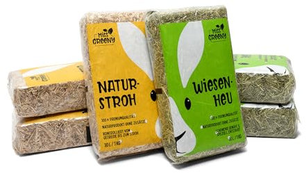Miss Greeny - 3kg Wiesenheu und 3kg Natur-Stroh - in Handlichen 1kg Beuteln