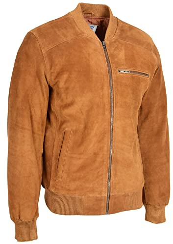 Divergent Retail Isaac Blouson bomber en daim pour homme Marron clair