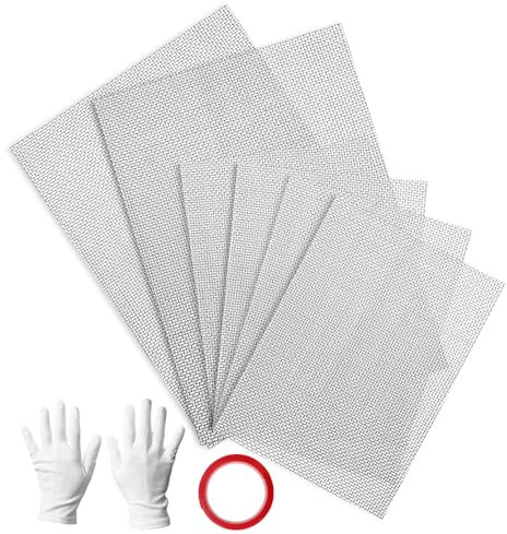 6 Piezas de Malla de Alambre de Acero Inoxidable 304, 20 Mallas Malla Metalica Fina de 30x21 cm, Rejilla Metálica Para Jardin de Seguridad de 15x21 cm con Guantes y Cinta
