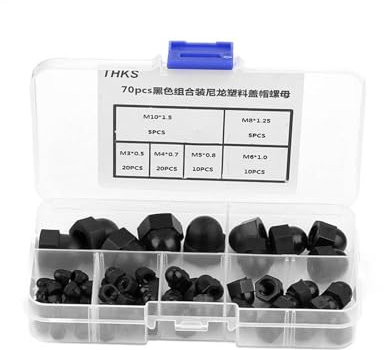 Haosie 70PCS Dome Acorn Cap Nut, Hex Cap Nut, M3/M4/M5/M6/M8/M10, Protecting Hex Screws Bolts (Black)