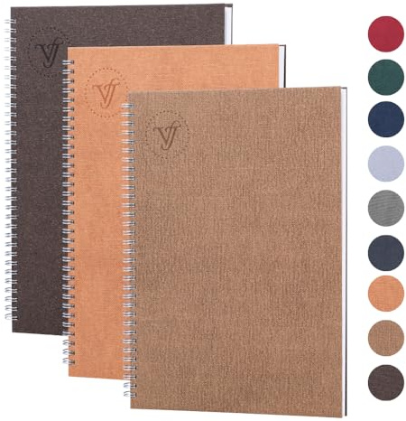 Victoria's Journals - A4 Anteckningsbok, Inbunden A4 Linjerad Anteckningsbok med 8 mm Radavstånd, 80 gsm, 160 sidor, 3-Paket, 21 x 5 x 29,7 cm, Brun