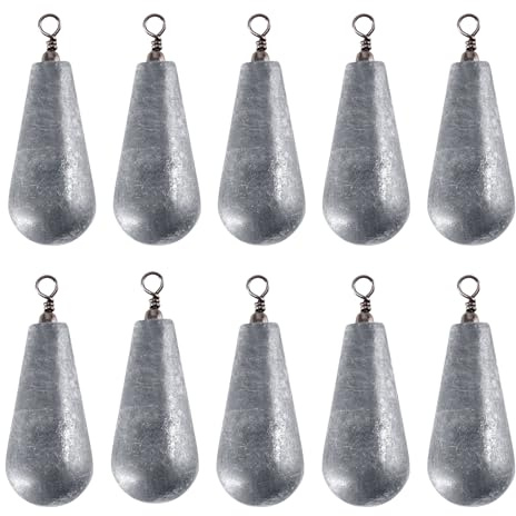 Alwonder Lot de 10 Lests Pêche en Surfcasting Plomb pêche Poire émerillon Qui Efficacement Le Bas de Ligne Tout en Permettant au Montage de Dériver Lentement sur Le Fond 5g
