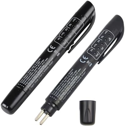 Mandark 2PCS Car Brake Fluid Liquid Tester Pen, 5 LED Indicators Auto Brake Diagnostic Testing Tool for DOT 3 DOT 4 DOT 5.1 Brake Fluid, Automotive Oil Moisture Analyzer, Universal for Most Vehicles