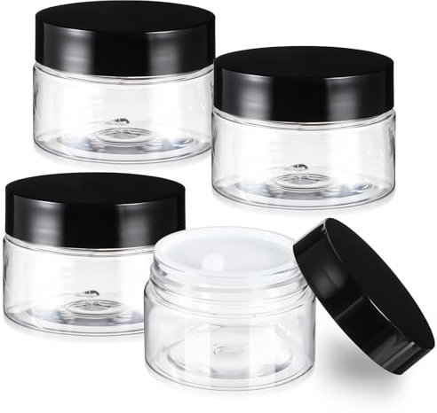 Wanmu 4 Stück Döschen, 30ml Plastik Cremedosen zum Befüllen Lippenbalsam Döschen Cremetiegel Salbendosen Creme behälter Leerdose für Kosmetik Creme Kerzen Lotionen