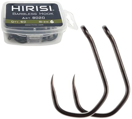 50 StüCk PTFE-Beschichteter Edelstahl Mit Hohem Kohlenstoffgehalt Widerhakenloser Angelhaken Mit öSe AngelzubehöR (FBA-8020-6)