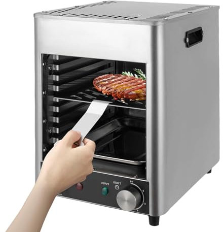 Kindevieft Griglia Elettrica per Bistecche da 1700 W per Interni, Griglia per Bistecche Commerciale, Affumicatore Automatico per Bistecche, Tempo E Temperatura Regolabili per Manzo, Pollo, Verdure