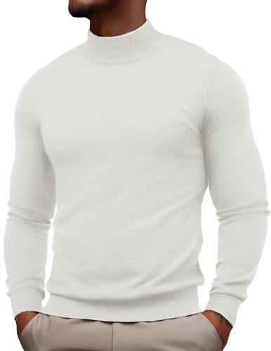 PJ PAUL JONES Mens Mock Neck Sweater Lightweight Sweaters White L