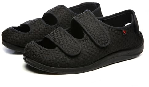 Generico Sandali Estivi Larghi per Diabetici Ortopedici Traspiranti con Chiusura Regolabile Scarpe Ortopediche per Piedi Gonfi diabetici (Nero, Sistema Taglie Calzature EU, Adulto, Numero, Larga, 41)
