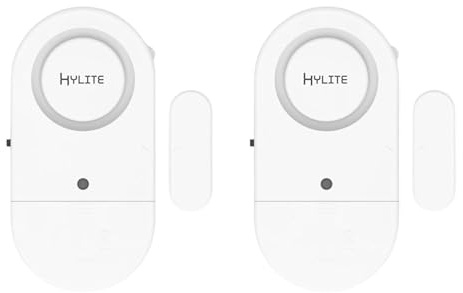 HYLITE Alarma Magnética para Puerta y Ventana 2-Pack – 125dB Alarma o Ding-Dong, Montaje Adhesivo sin Taladrar, Autónomo con Batería, Blanco