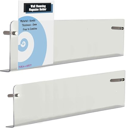 TUKA-i-AKUT Lot de 2 Étagères Murales de 100cm, Acrylique Extra Résistant, Support Mural pour Magazines Journaux Brochures Livres, Porte-Revues Porte-Prospectus Murales Transparente TKD8256-100cm-2x