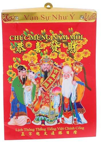 NUOBESTY Calendrier Lunaire 2026 de L'année Du Cheval - Calendrier Mural Traditionnel Chinois Détachable, Décoration Quotidienne pour Bureau Et Maison Vietnamiens