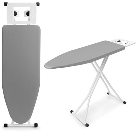 GREENSAPPIRE Bügelbrett Höhenverstellbar 7-Fach Klappbares Dampfbügelbrett mit Metallgitter mit Antirutschfüßen Bügelbrett für Dampfbügelstation (Grau)