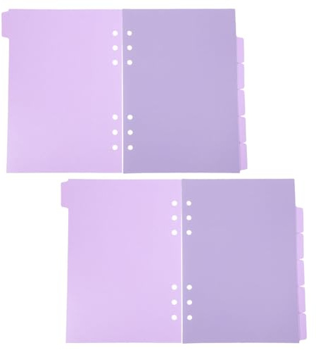 DEARMAMY Separadores de Carpeta A5 de Polipropileno 6 Páginas por Set Color Claro 2 Sets Divisores Perforados 3 y 6 Orificios para Cuadernos Organizador de Índice para Uso Escolar y
