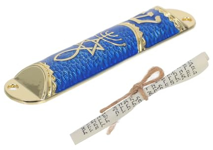 DIYEAH Mezuzah de Metal con Pergamino, Mezuzá de Puerta Religiosa Judía Marco Puerta, Decoración Hogar y Obsequio