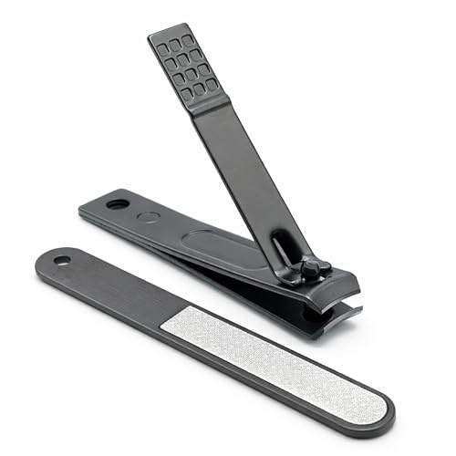 Set Tagliaunghie Piedi in Acciaio al Carbonio con Lima Inclusa - Tagliaunghie Professionale Nero per Cura Unghie Mani e Piedi