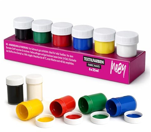 MEBY textilfärger för ljusa textilier (6 färger x 25 ml)