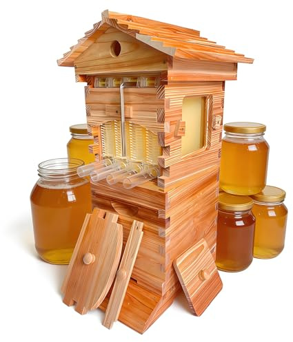 DNEPEI Flow Hive Imker-Starterset, komplettes Bienenstock-Starterset mit Sichtfenster und leicht zu öffnendem Honigauslauf, ideal für die Honigernte im eigenen Garten.