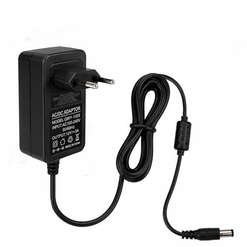 12 V 3A universell 36 W nätadapter, AC-DC-laddare med 1 m kabel och kontakt 5,5 x 2,1 mm, strömförsörjning för LED, routrar, kameror, högtalare, LCD-skärmar