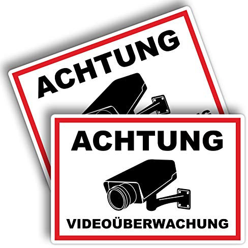 2 Stück Achtung Videoüberwachung Schild 20 x 30 cm aus stabiler PVC Hartschaumplatte 3mm dieser Bereich wird überwacht Schild mit UV-Schutz von STROBO