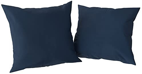 Amazon Aware Kissenbezug-Set aus 100 % Bio-Baumwolle, Fadenzahl 300, Marineblau, 80 x 80 cm, 2 Stück