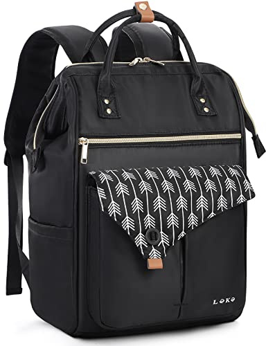 Lekesky Laptop Backpack Women Rucksack Bags 15.6 Inch Laptop Backpack with USB Port School Bag for Travel Business College Women Men- Black