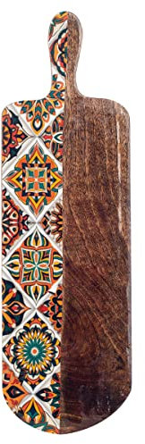 Tabla de Cortar Alimentos Decorativa de Madera Multicolor-Hidráulico. Utensilios Cocina. Menaje. Decoración Hogar. Regalos Originales. 49,50 x 15 x 2 cm