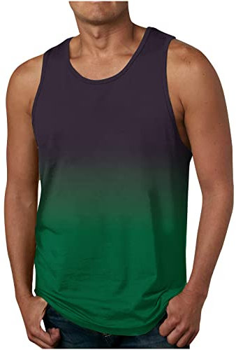 Herren Ärmellos Muskelshirt Sport Fitness Tank Top Casual Rundhals Unterhemd Gym T Shirts Mode Farbverlauf Weste Trägershirts Baumwolle Ärmelloses Oberteile für Männer alle Angebote
