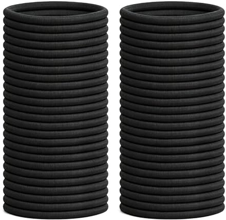 ZHIYE 50pcs Elastic Hair Bands, 4mm Elastic Hair Bobbles Ponytail Holders, No Metal Strong Hair Ties Gentle Hairbands Thick for Girls Women Kids
