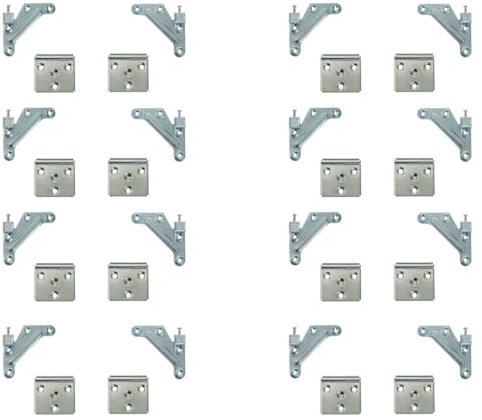 Juego colgador para muebles armarios cabeceros cabezales percheros estantes, escuadra + placa de montaje. Herraje para pared suspendido oculto resistente (8)