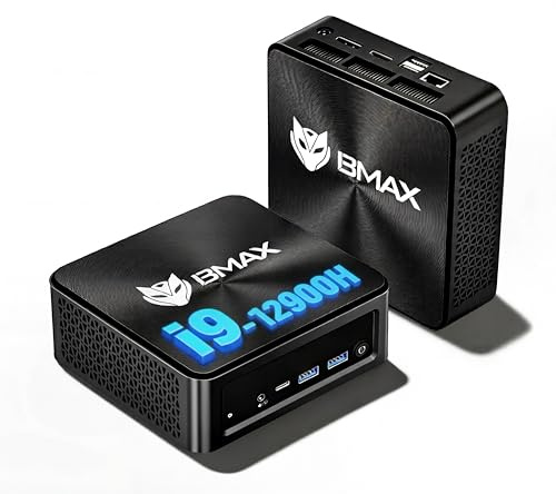 BMAX B9Power Mini PC, Intel Core i9-12900H (hasta 5,0 GHz), Mini Ordenadores de sobremesa 24GB RAM LPDDR5 1TB NVMe SSD, HDMI/Type-C/DP/WiFi 6/para Oficina, Ordenador Pequeño, Desktop PC