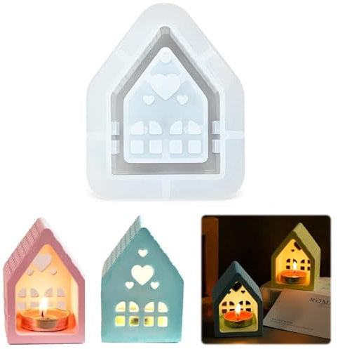 Silikonform Haus,3D Silikonformen Gießformen Häuser DIY Gießform Haus, Silikonform Mini Häuser mit Herz für Kerzenherstellung, Handgefertigte Seife, Handwerk