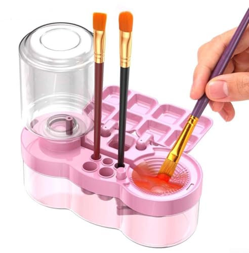 Acrylic and Water Based Paint Compatible Brush Cleaner with Smart Drain Feature for Efficient Use ( for PINK)