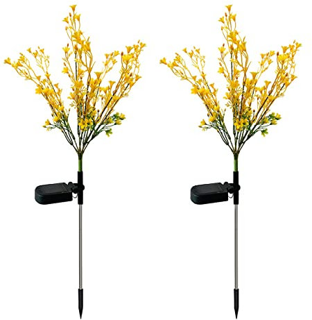 2 paquetes de 7 tenedores solares de con control de luz inteligente, IP65, impermeable, para jardín, césped, paisaje, lámpara