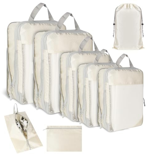 8 Stück Koffer Organizer Set,Multifunktionale Packing Cubes, Doppelreißverschluss-Design Wasserdichte Packwürfel für Reisen, Kofferorganizer Mit Kleidertaschen Schuhbeutel, Reise Organizer Set