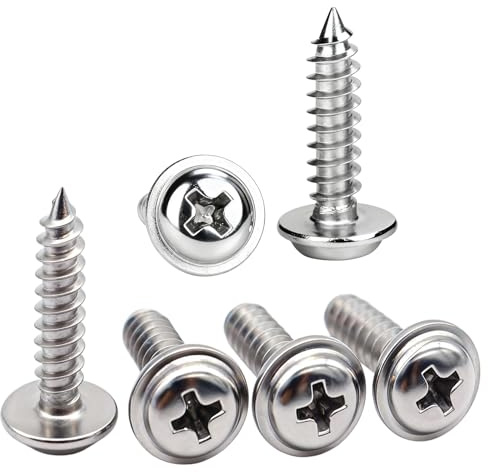 QANCEN 20 pcs Stainless Steel Self Tapping Screws M3x12mm,Cross Pan Head with Washer Self Drilling Wafer Head Screws for Wood, Metal,Plastic,DIY,Construction Hardware