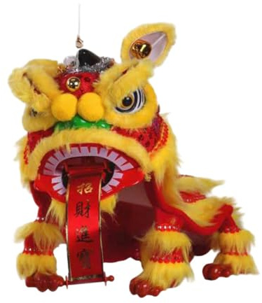 Chinese Marionette Lion Toy Hand String Puppet, 2025 New Year Lion Dance Plush Craft (20cm/7.9in)