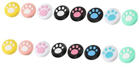 DIYEAH Cubierta Protectora del Joystick y Tapas de Agarre para Pulgar con Diseño de Gato, Silicona Antideslizante, Fácil Instalación, Protección Duradera, Accesorio Gaming Divertido