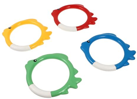 CVUTOVO Lot de 4 Anneaux de Plongée Colorés pour Piscine, Jouets de Natation D'été en Plastique Léger, Taille Petite, 4 Couleurs Vives pour Entraînement sous-Marin et Jeu en Plein Air