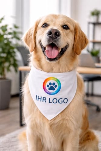 Bandana Chien Personnalisé avec Nom – Foulard pour Chien Personnalisable avec Texte & Symbole – Lavable – Fabriqué et Personnalisé en Europe (M, Logo/Image)
