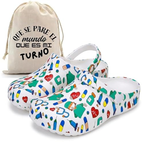 Zuecos Mujer de Goma EVA con Estampado Sanitario Cómodos Ligeros + Bolsa | Zuecos Mujer de Goma EVA con Estampado Sanitario – Cómodos, Ligeros y Lavables