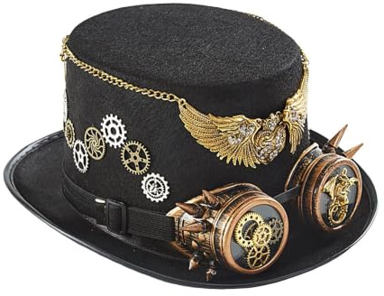 Steampunk Halloween Hatt Bärbar unisex huvudbonad med integrerade goggles | Halloween Steampunk Cylinderhatt För Kvinnor, Män, Tonåringar, Fester, Festligheter, Maskeradbaler, Karnevaler, Cosplay