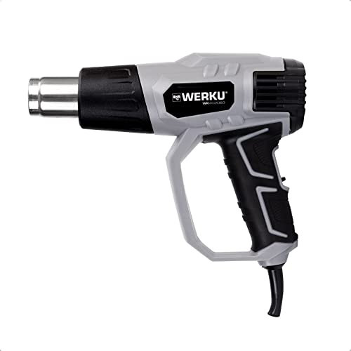 Werku WK402060, Pistola Aire Caliente, Potencia 2000 W, Control de temperatura de 350-600º Celsius, Incluye Maletín y Accesorios