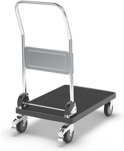 kaiserkraft | Kunststoff-Plattformwagen | 1 Schiebebügel | klappbar | Tragfähigkeit 150 kg