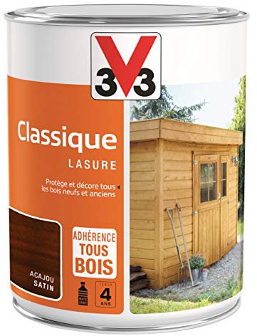 V33 Lasure Classique 4 ans, Acajou, 1 L