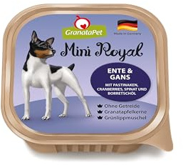 GranataPet Mini Royal Ente & Gans, Nassfutter für Hunde, Hundefutter ohne Getreide & ohne Zuckerzusatz, Alleinfuttermittel für ausgewachsene Hunde, 11 x 150 g