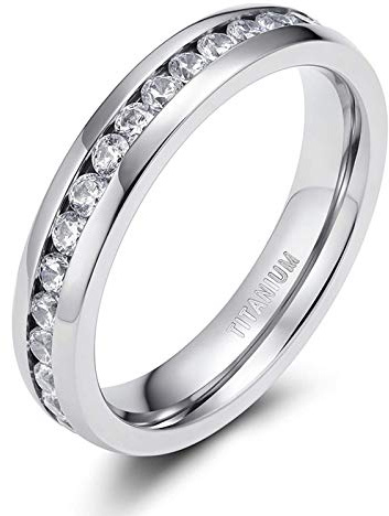 Zakk Damen Eternity Ring Titan Ewigkeitsring Eheringe 4mm 6mm Silber Memoire Ringe Hochzeitsring (Silber 4mm,65 (20.7))