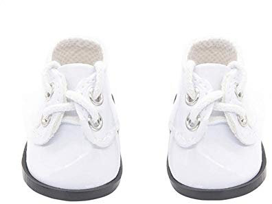 Aeromdale Puppenschuhe PU-Schuhe mit Schnürsenkeln für 35,6 cm große Puppen 35 cm Puppenzubehör Spielzeug – weiß – 1 Paar
