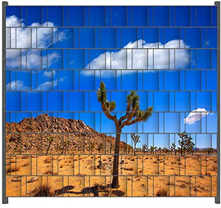 Wallario Zaun Sichtschutz Windschutz für EIN- und Doppelstabmattenzäune in der Größe Breite 2,00m x Höhe 1,80m, Motiv: Palmlilie im Nationalpark Yucca Valley Wüstenlandschaft