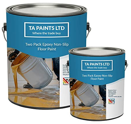 T A Paints Ltd Non Slip Epoxy Resin Garage Floor Paint Heavy Duty Two Pack Epoxy Concrete Floor Paint Coating (1L Black)